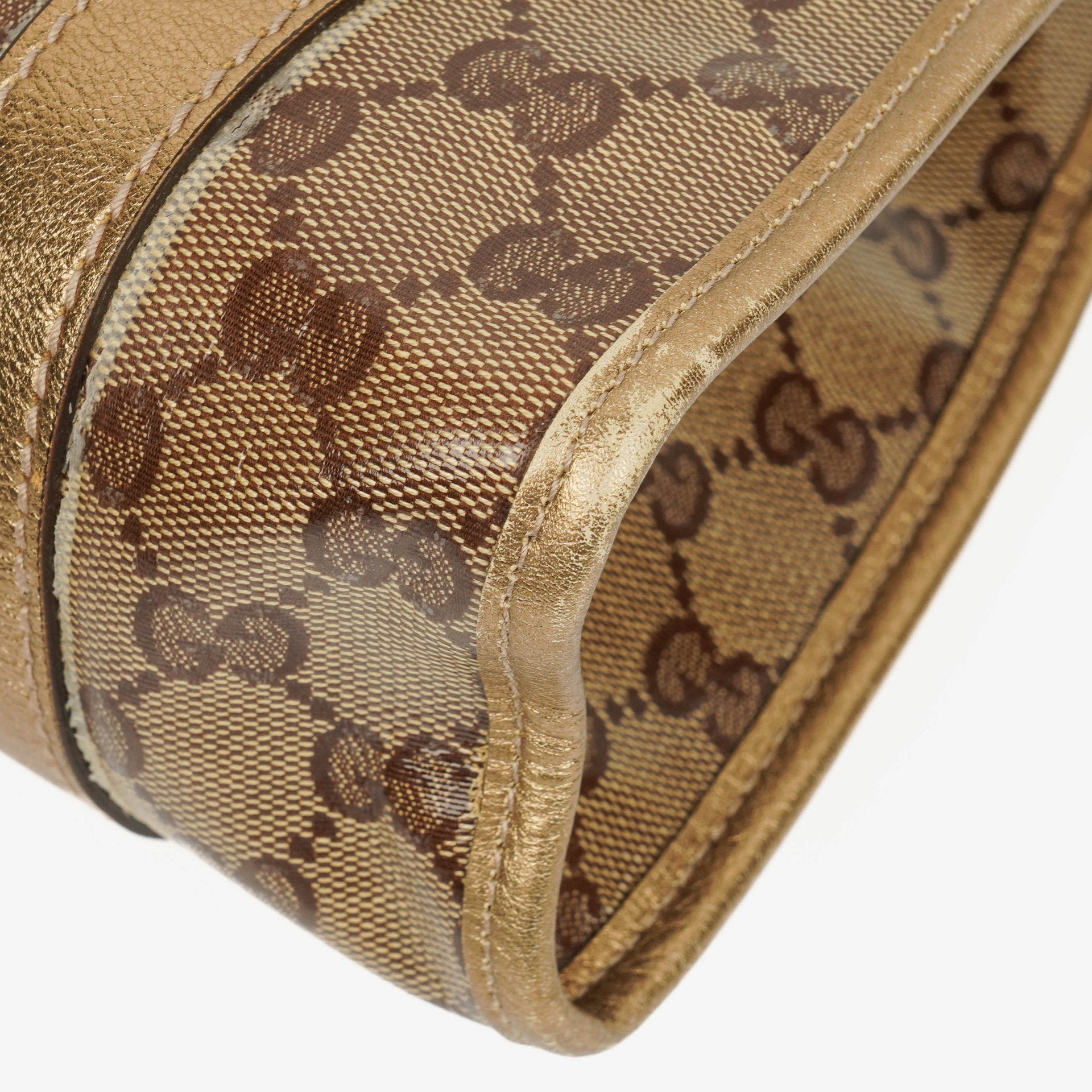 Gucci Joy Schultertasche aus beige/goldfarbenem kristallbeschichtetem Canvas