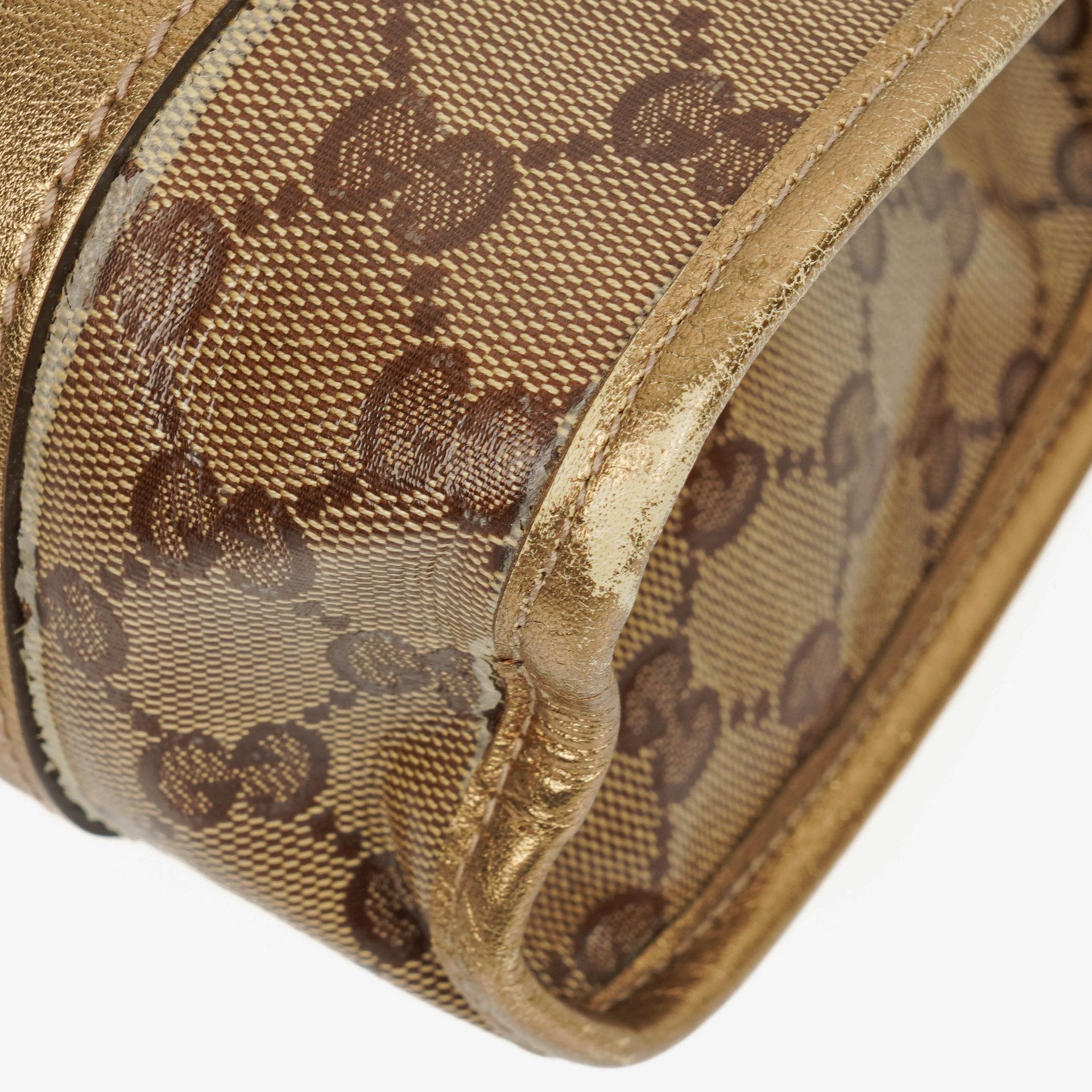 Gucci Joy Schultertasche aus beige/goldfarbenem kristallbeschichtetem Canvas