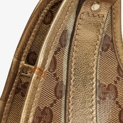 Gucci Joy Schultertasche aus beige/goldfarbenem kristallbeschichtetem Canvas