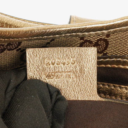 Gucci Joy Schultertasche aus beige/goldfarbenem kristallbeschichtetem Canvas