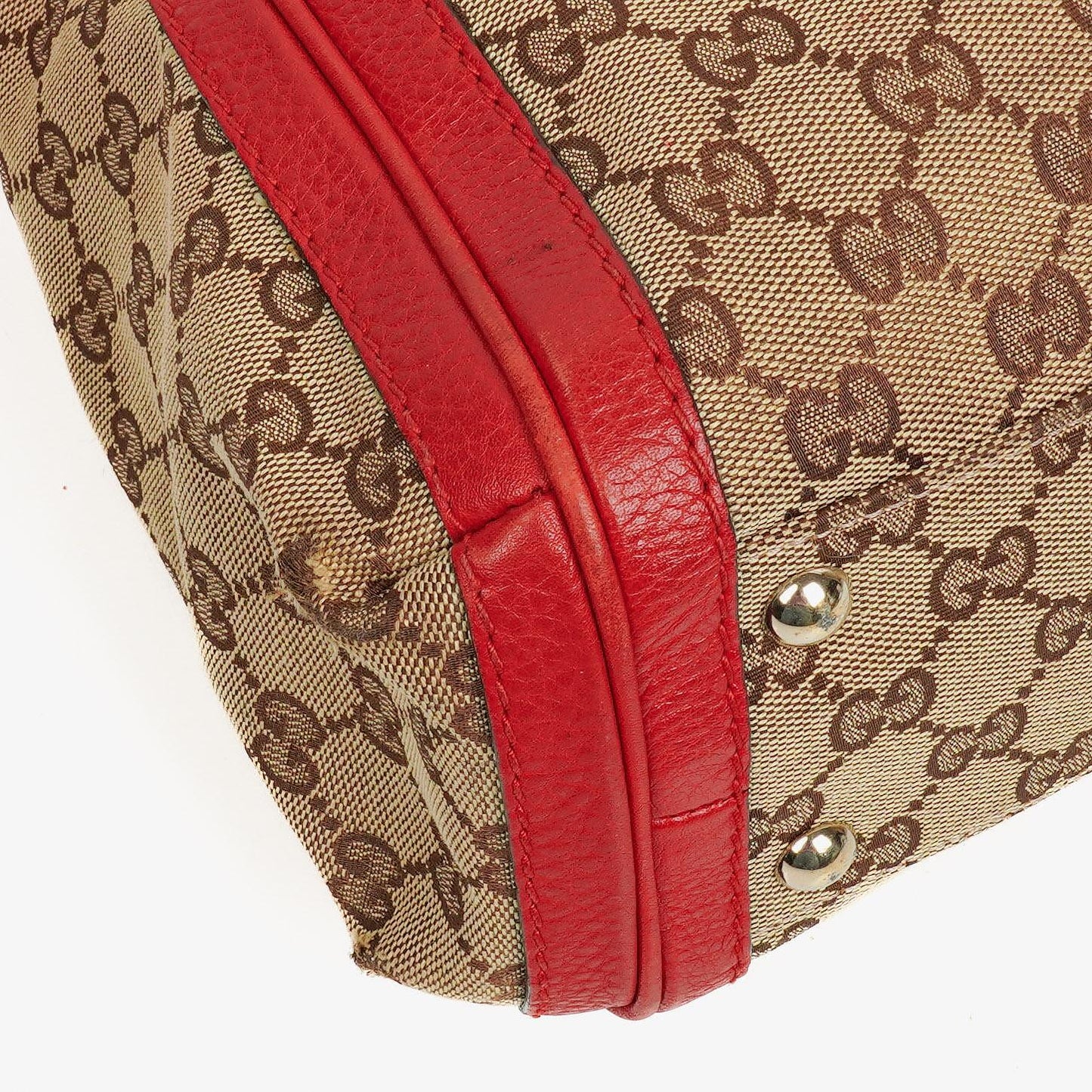 Gucci Bella Top-Handle-Tasche aus beige/rotem GG Canvas