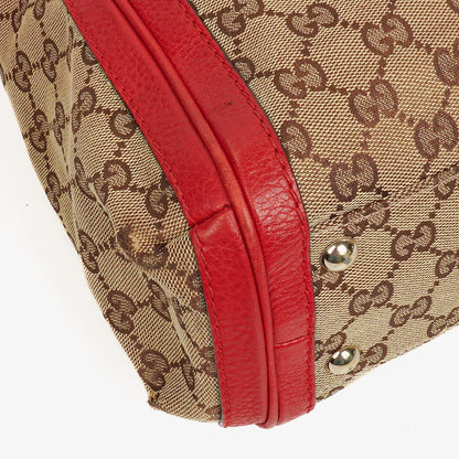 Gucci Bella Top-Handle-Tasche aus beige/rotem GG Canvas