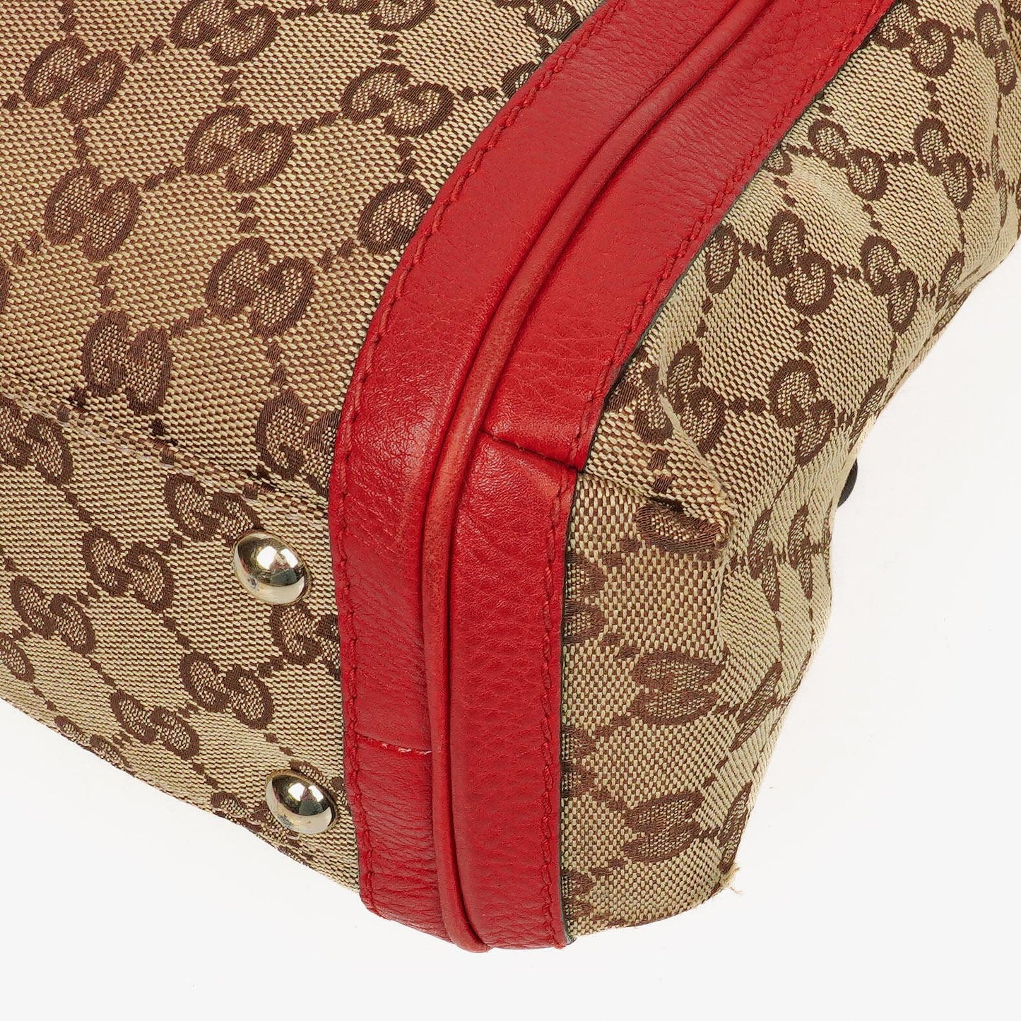 Gucci Bella Top-Handle-Tasche aus beige/rotem GG Canvas