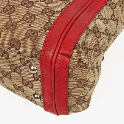 Gucci Bella Top-Handle-Tasche aus beige/rotem GG Canvas