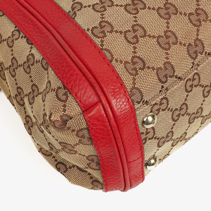 Gucci Bella Top-Handle-Tasche aus beige/rotem GG Canvas