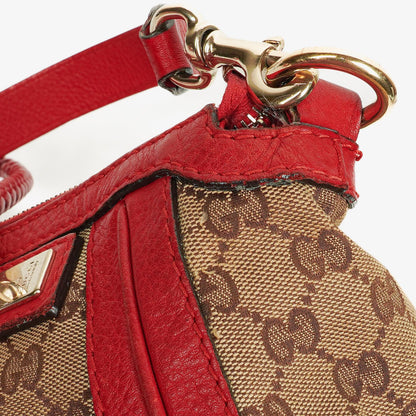 Gucci Bella Top-Handle-Tasche aus beige/rotem GG Canvas