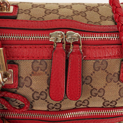 Gucci Bella Top-Handle-Tasche aus beige/rotem GG Canvas