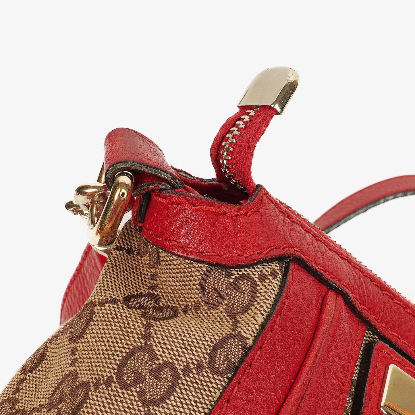 Gucci Bella Top-Handle-Tasche aus beige/rotem GG Canvas