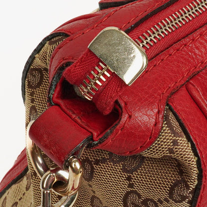 Gucci Bella Top-Handle-Tasche aus beige/rotem GG Canvas