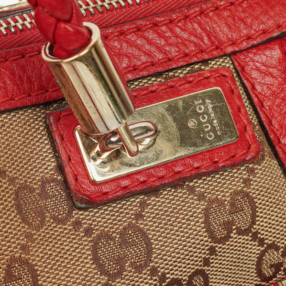 Gucci Bella Top-Handle-Tasche aus beige/rotem GG Canvas