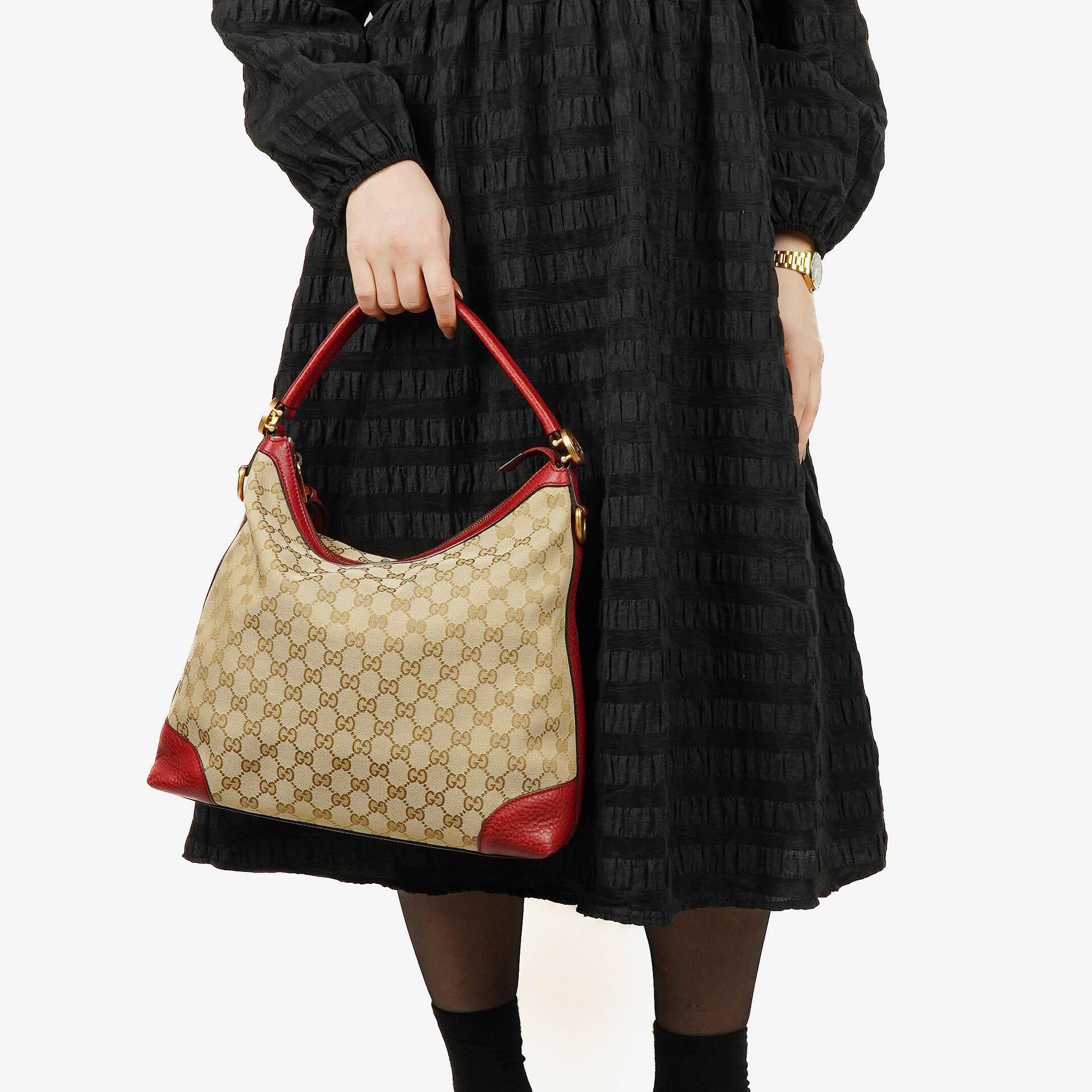Gucci Beige/Rot GG Canvas Miss GG Original Hobo-Tasche