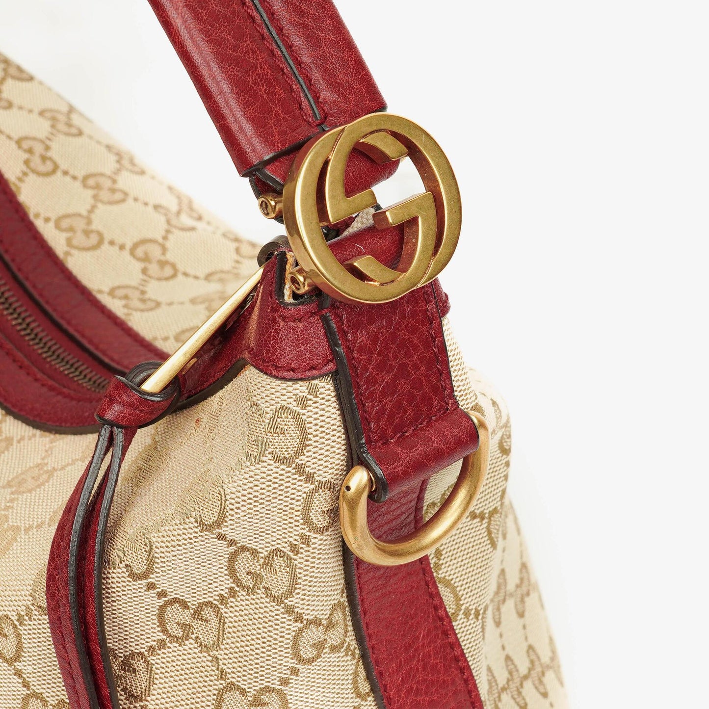 Gucci Beige/Rot GG Canvas Miss GG Original Hobo-Tasche