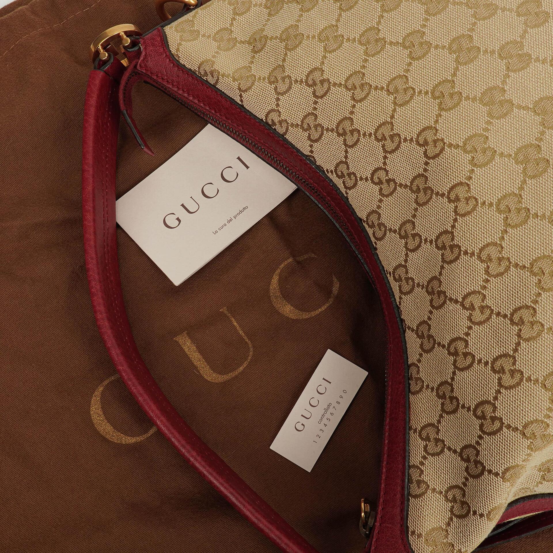 Gucci Beige/Rot GG Canvas Miss GG Original Hobo-Tasche