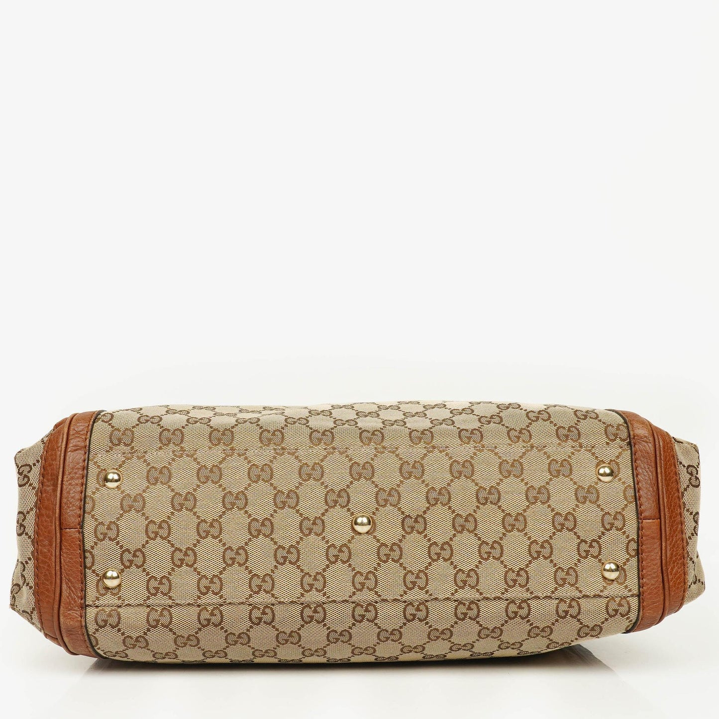 Gucci Bella Satchel Tote Tasche aus Monogramm Canvas mit geflochtenen Griffen