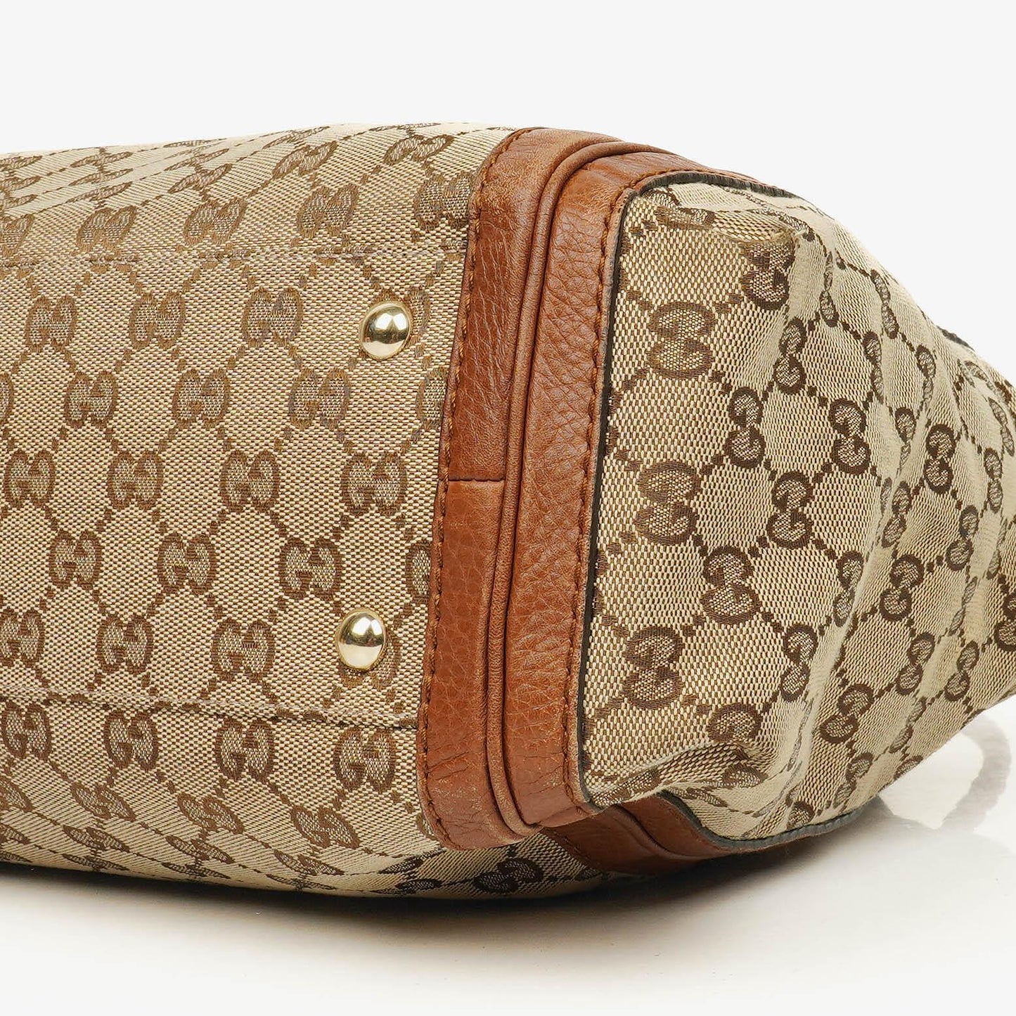 Gucci Bella Satchel Tote Tasche aus Monogramm Canvas mit geflochtenen Griffen