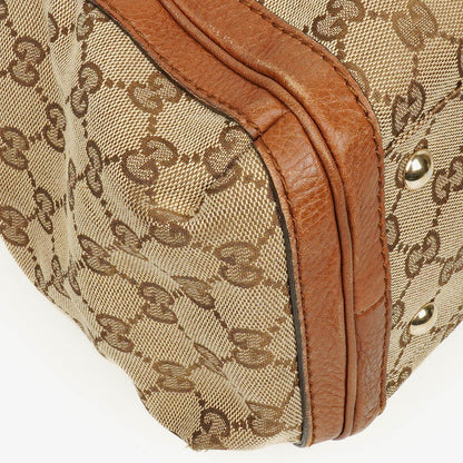 Gucci Bella Satchel Tote Tasche aus Monogramm Canvas mit geflochtenen Griffen
