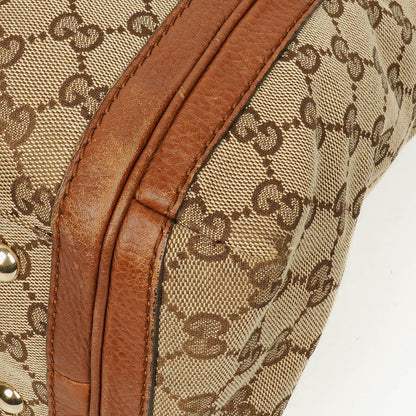 Gucci Bella Satchel Tote Tasche aus Monogramm Canvas mit geflochtenen Griffen