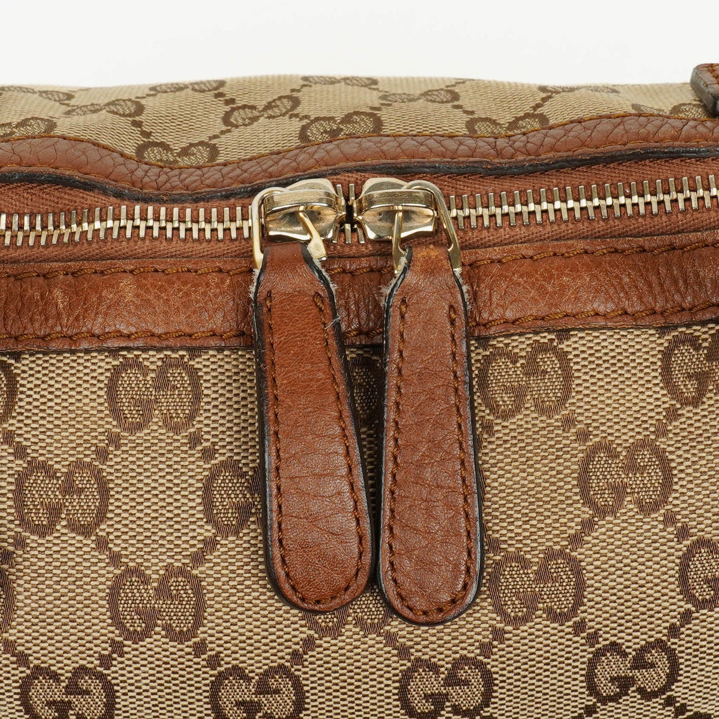 Gucci Bella Satchel Tote Tasche aus Monogramm Canvas mit geflochtenen Griffen