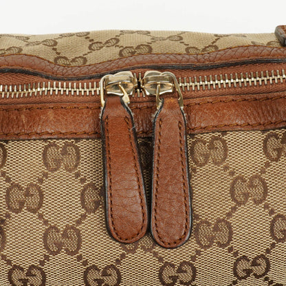 Gucci Bella Satchel Tote Tasche aus Monogramm Canvas mit geflochtenen Griffen