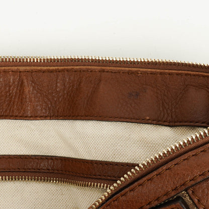 Gucci Bella Satchel Tote Tasche aus Monogramm Canvas mit geflochtenen Griffen