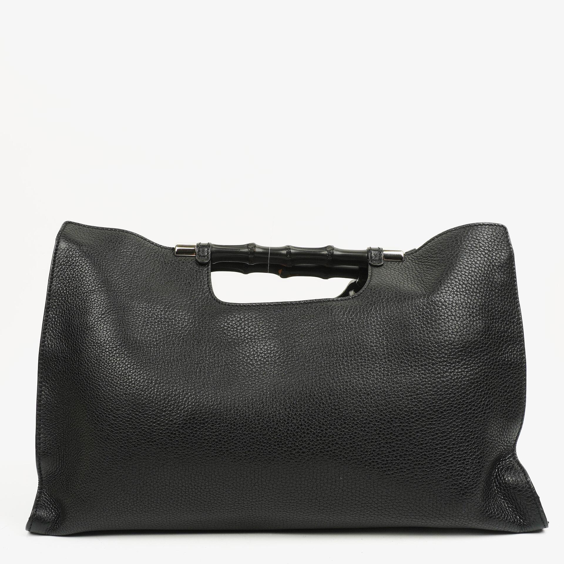 Gucci Bamboo Daily Shopper aus schwarzem Kalbsleder