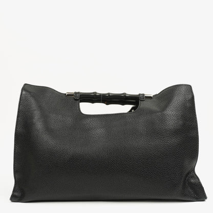Gucci Bamboo Daily Shopper aus schwarzem Kalbsleder