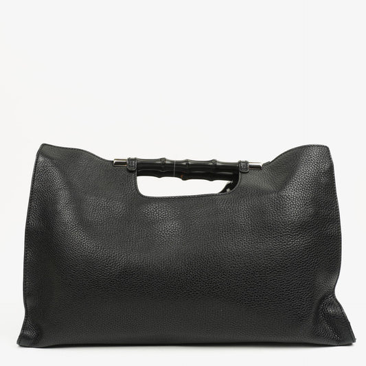 Gucci Bamboo Daily Shopper aus schwarzem Kalbsleder