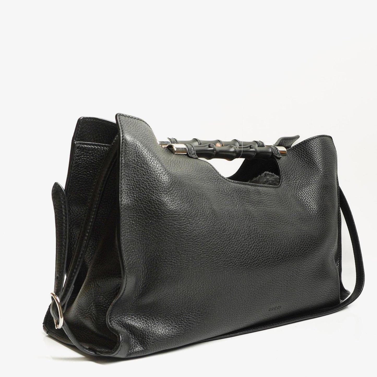 Gucci Bamboo Daily Shopper aus schwarzem Kalbsleder