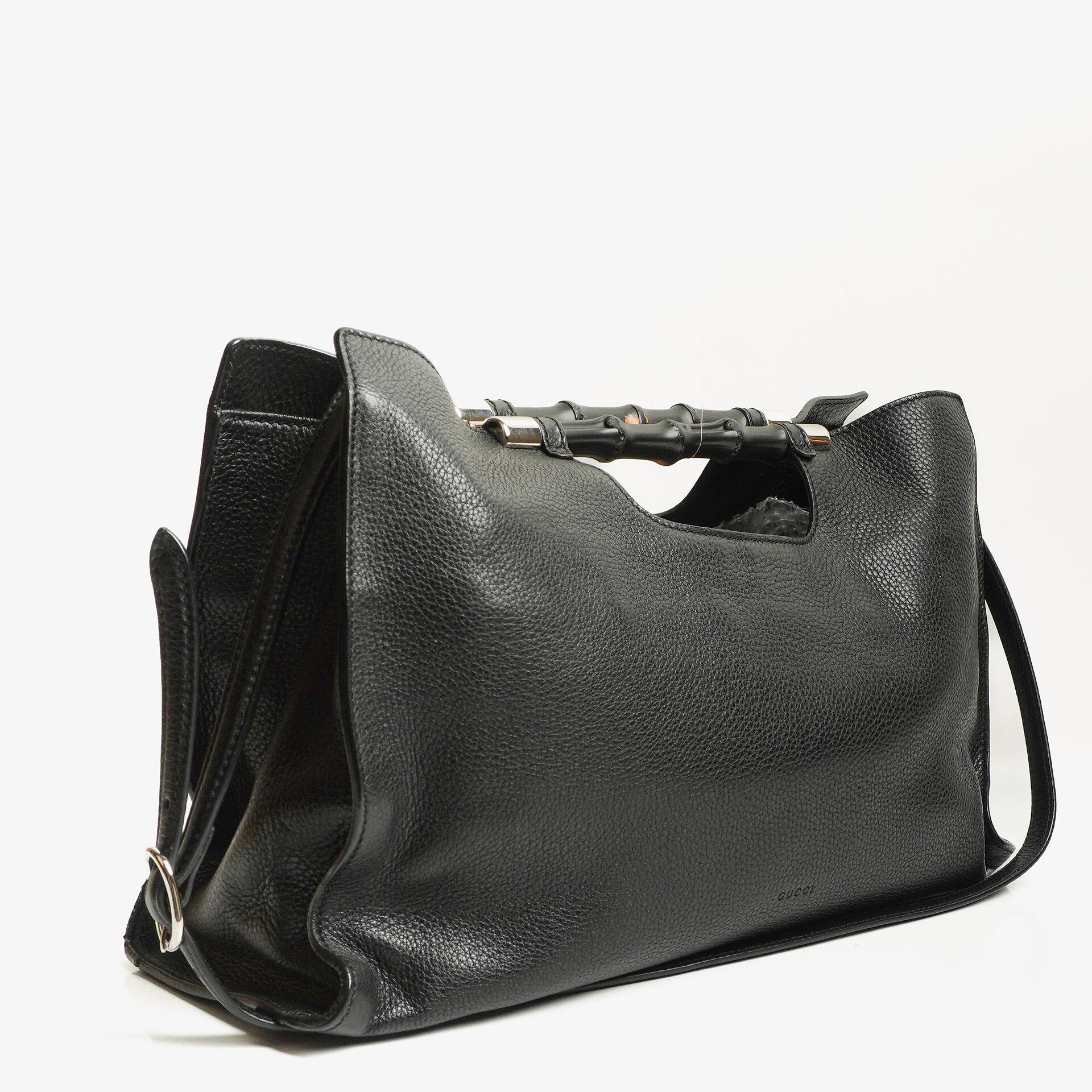 Gucci Bamboo Daily Shopper aus schwarzem Kalbsleder