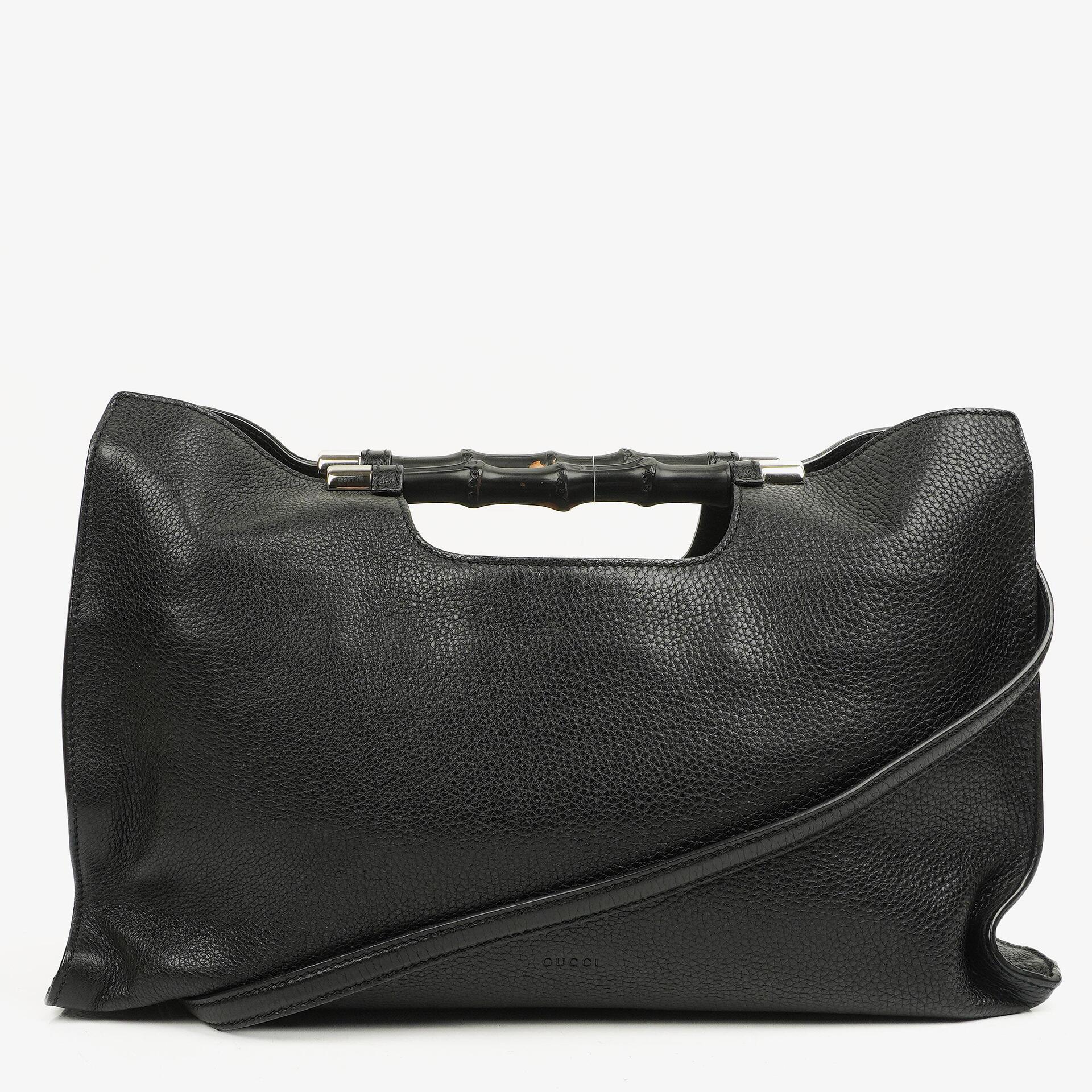 Gucci Bamboo Daily Shopper aus schwarzem Kalbsleder