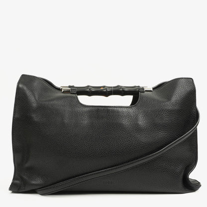 Gucci Bamboo Daily Shopper aus schwarzem Kalbsleder