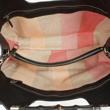 Gucci Bamboo Daily Shopper aus schwarzem Kalbsleder