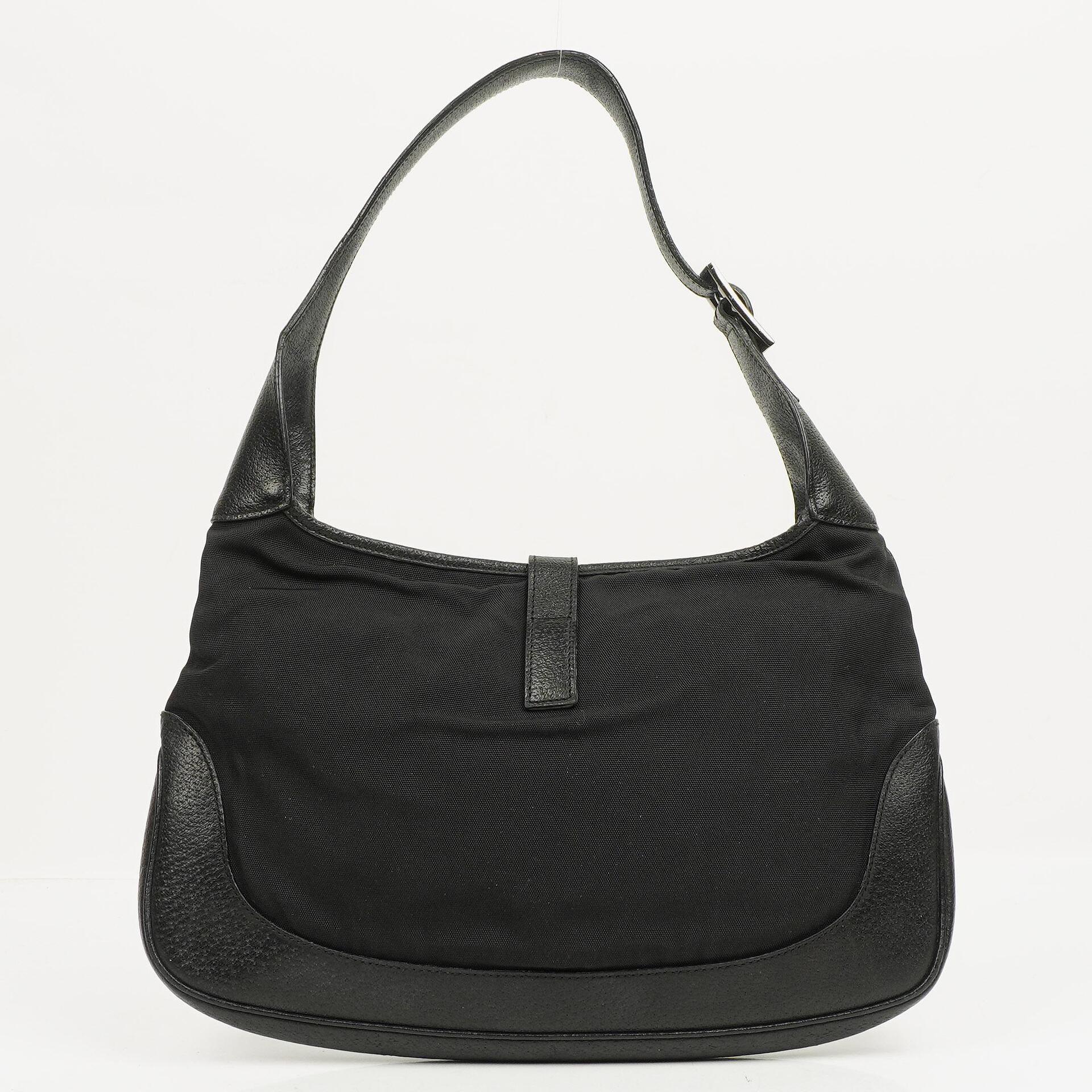 Gucci Jackie Medium Vintage Schultertasche Schwarz Canvas und Leder