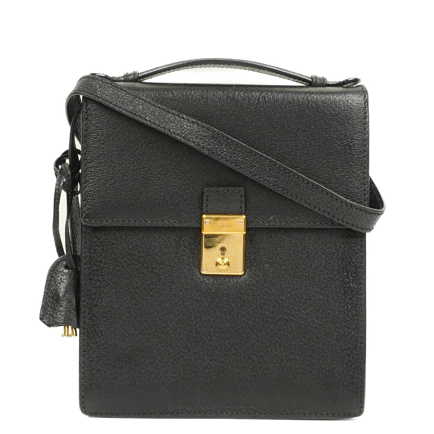 Gucci Schwarze Narbige Leder-Schultertasche