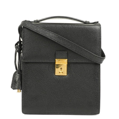 Gucci Schwarze Narbige Leder-Schultertasche
