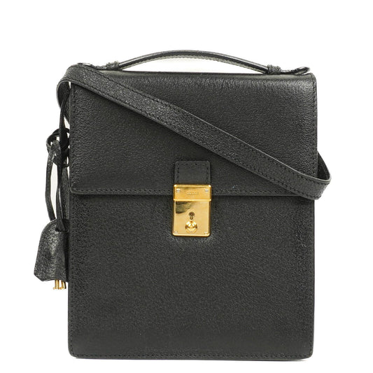 Gucci Schwarze Narbige Leder-Schultertasche