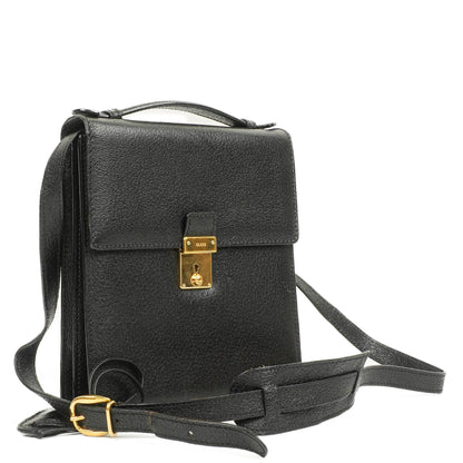 Gucci Schwarze Narbige Leder-Schultertasche