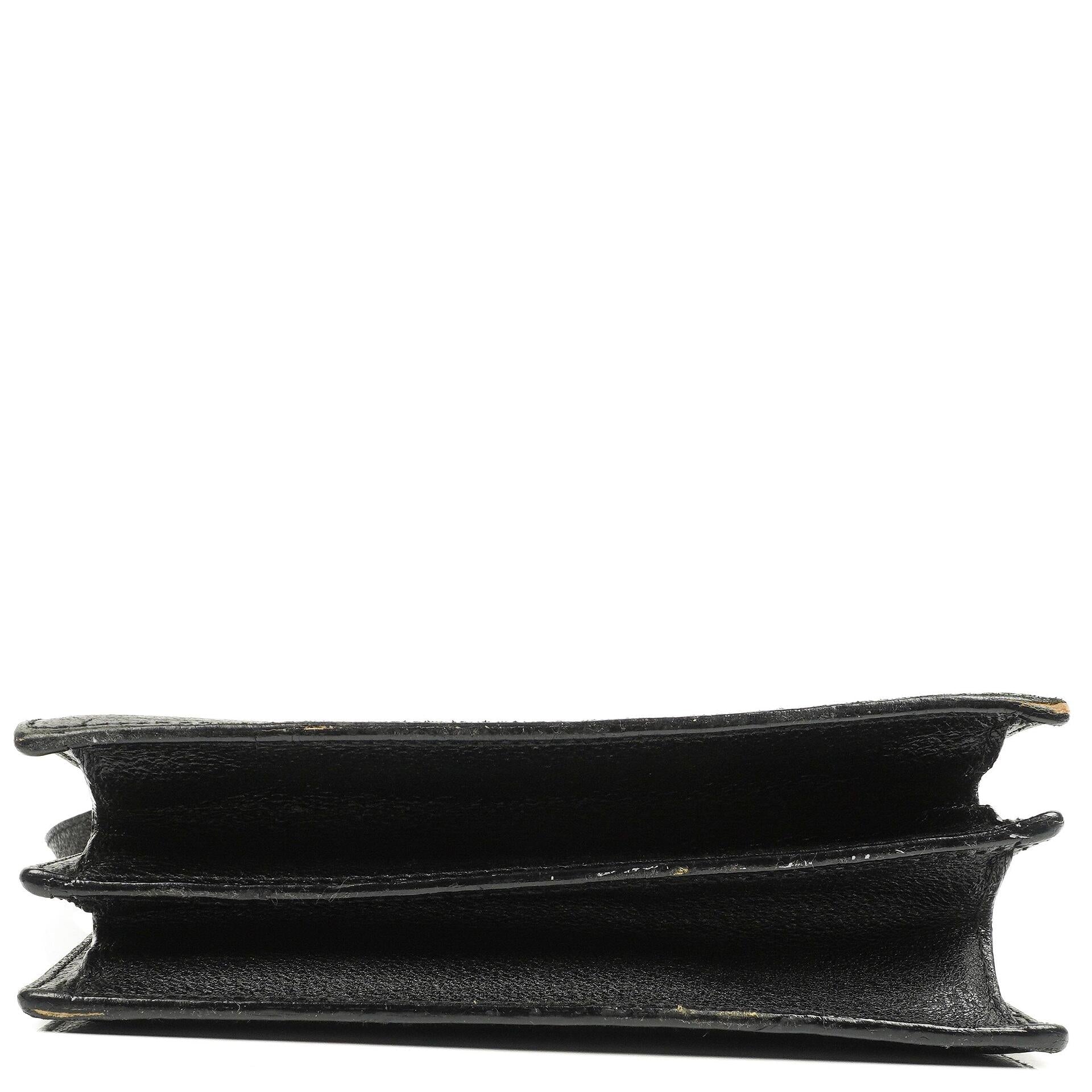 Gucci Schwarze Narbige Leder-Schultertasche