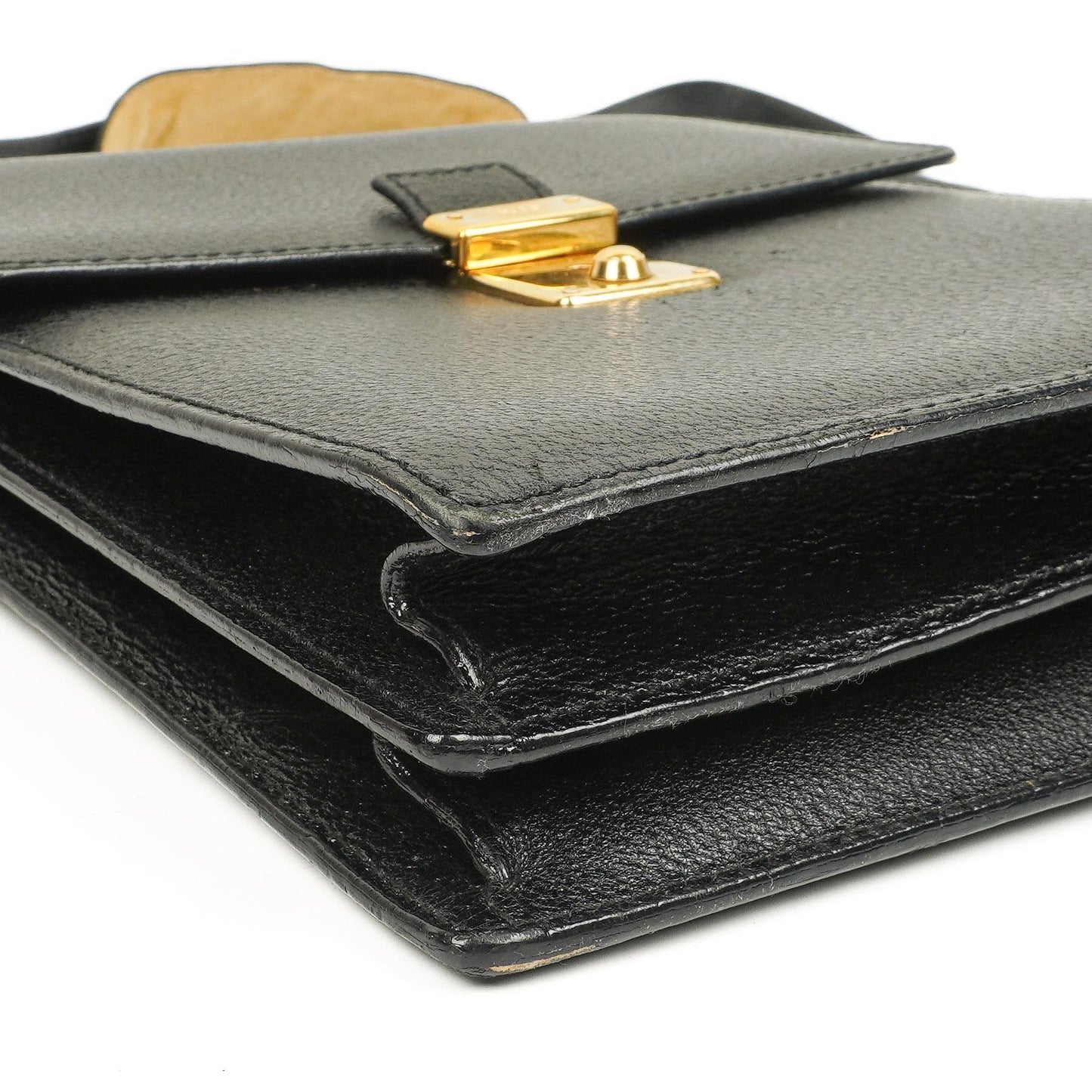 Gucci Schwarze Narbige Leder-Schultertasche