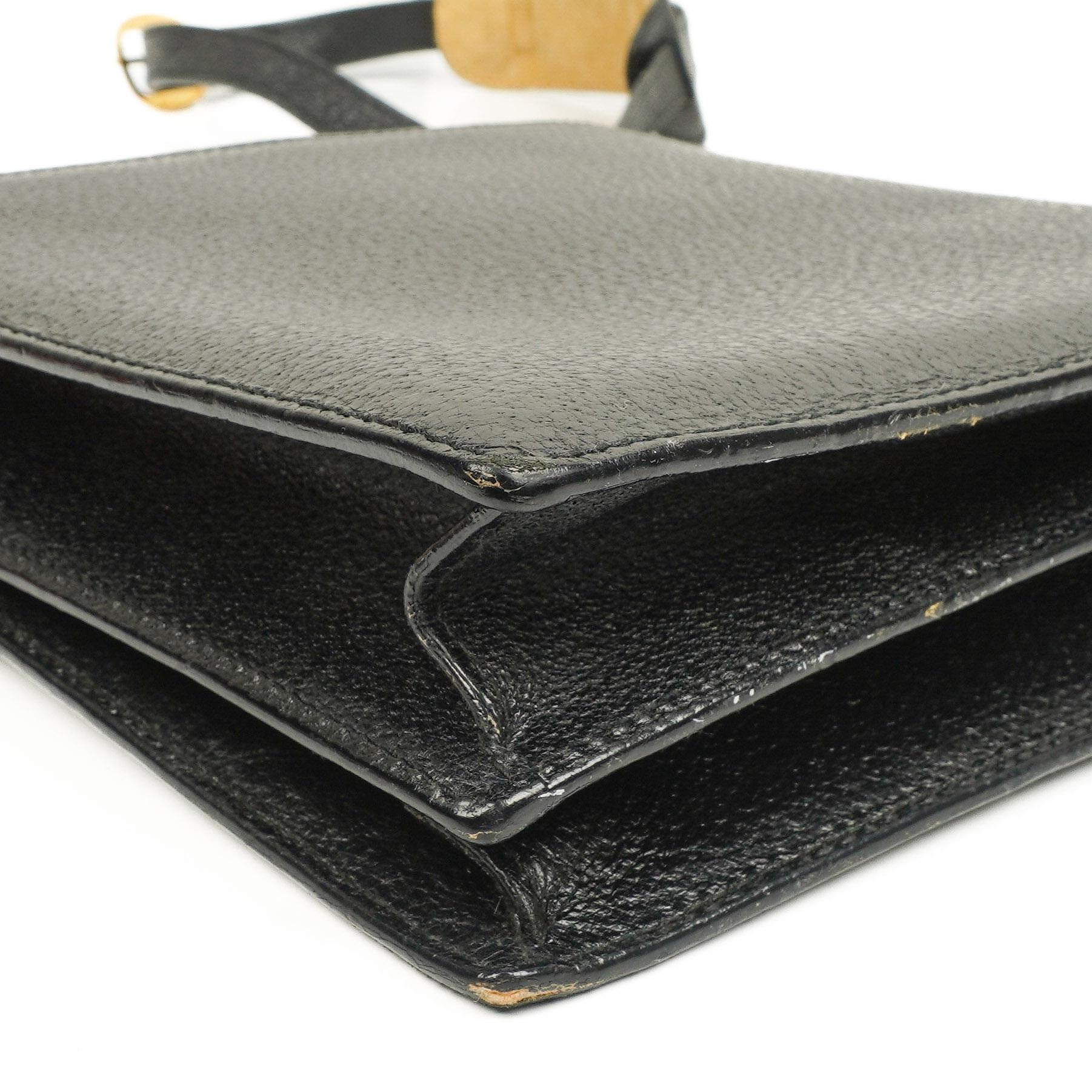 Gucci Schwarze Narbige Leder-Schultertasche