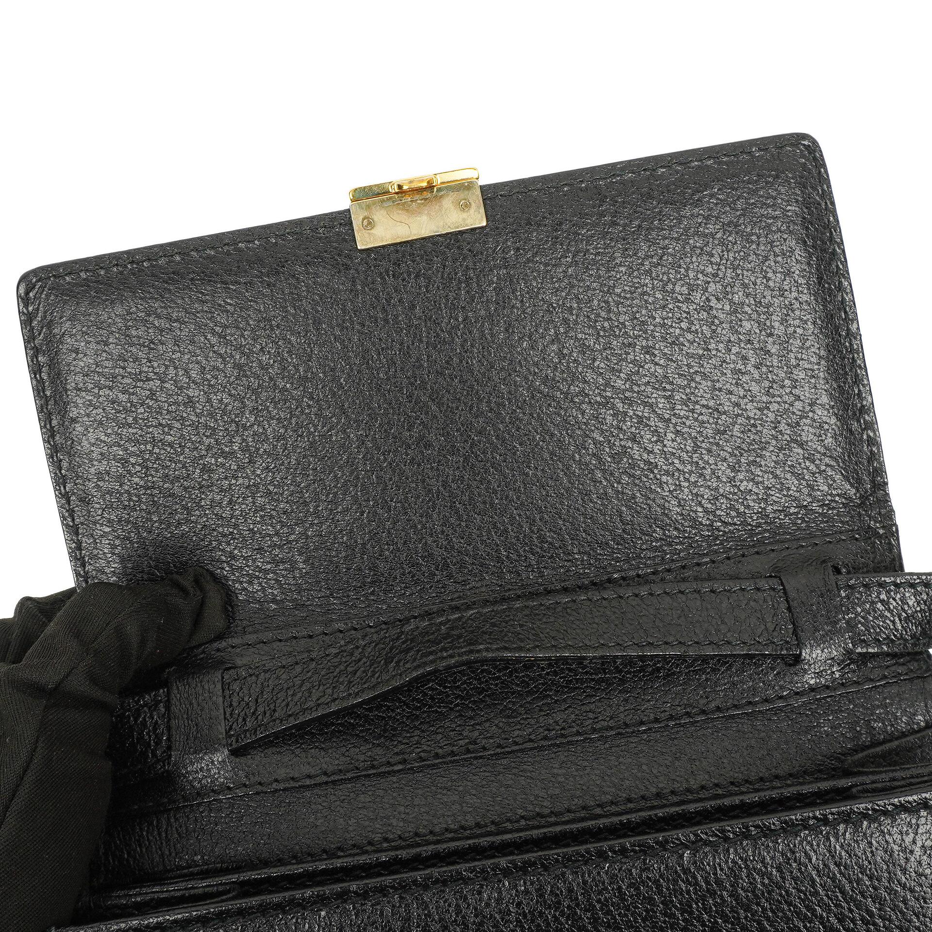 Gucci Schwarze Narbige Leder-Schultertasche