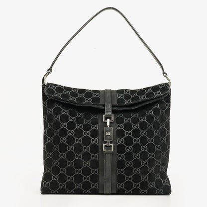 Gucci Jackie GG quadratische Tasche aus schwarzem Wildleder