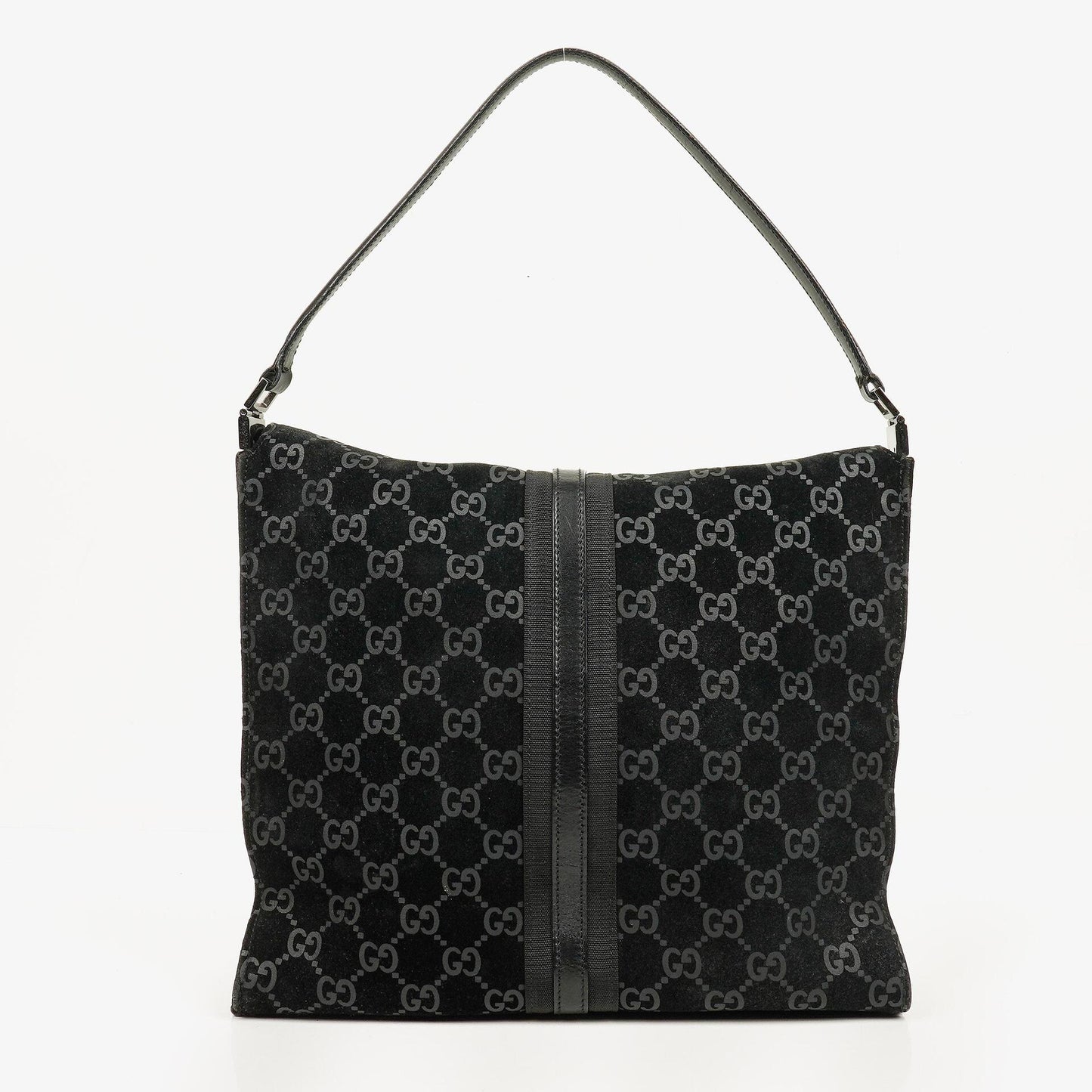 Gucci Jackie GG quadratische Tasche aus schwarzem Wildleder