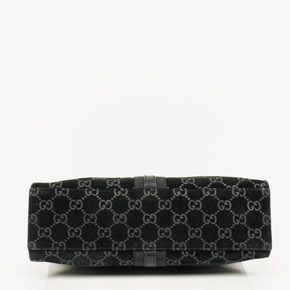 Gucci Jackie GG quadratische Tasche aus schwarzem Wildleder