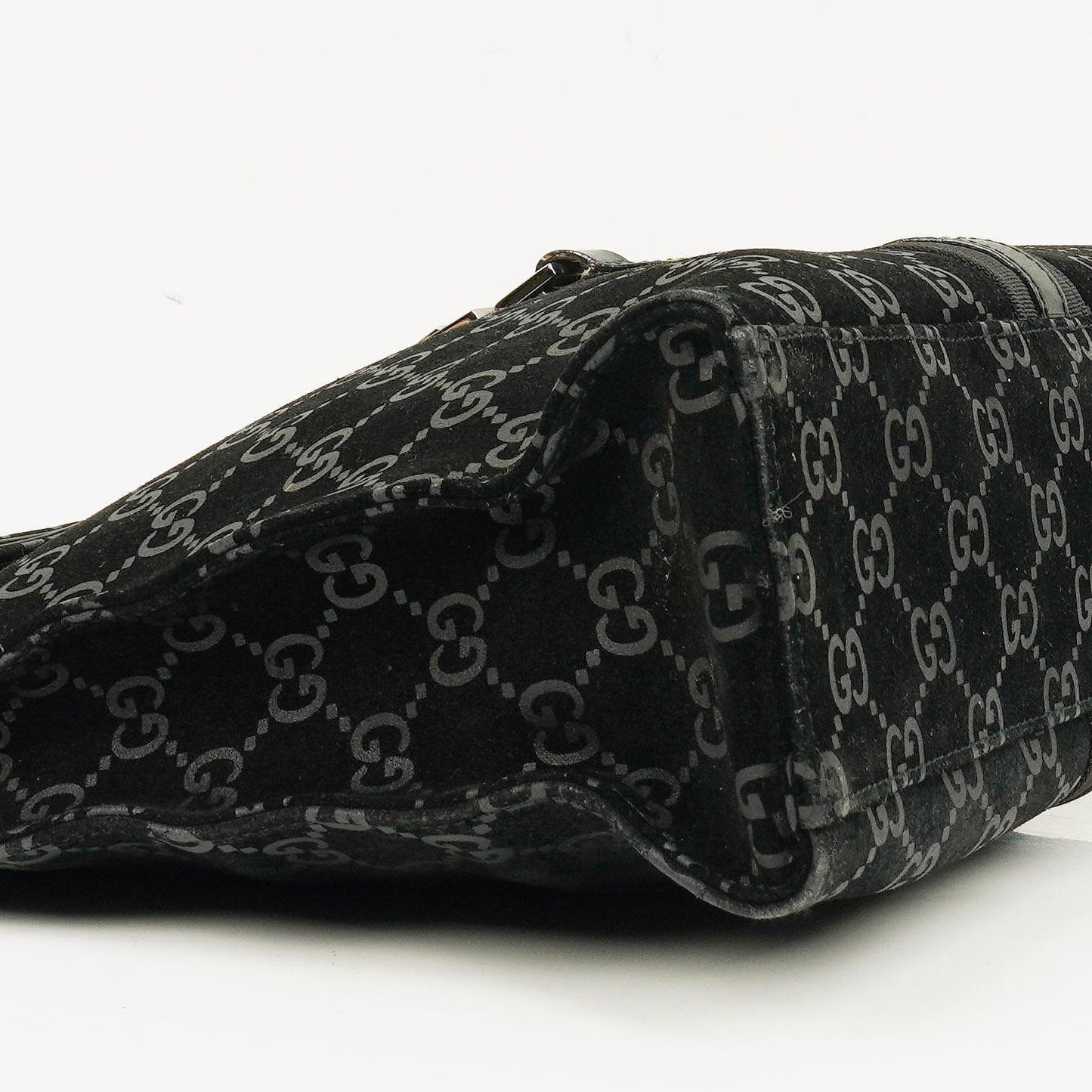 Gucci Jackie GG quadratische Tasche aus schwarzem Wildleder