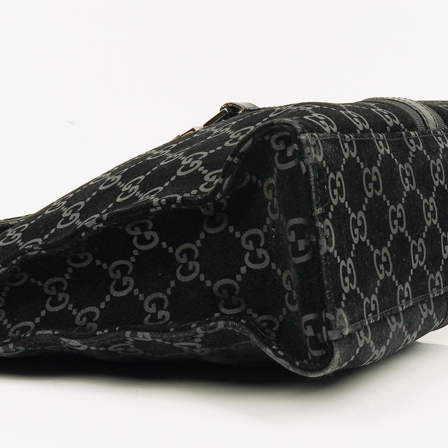 Gucci Jackie GG quadratische Tasche aus schwarzem Wildleder
