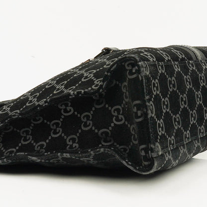 Gucci Jackie GG quadratische Tasche aus schwarzem Wildleder
