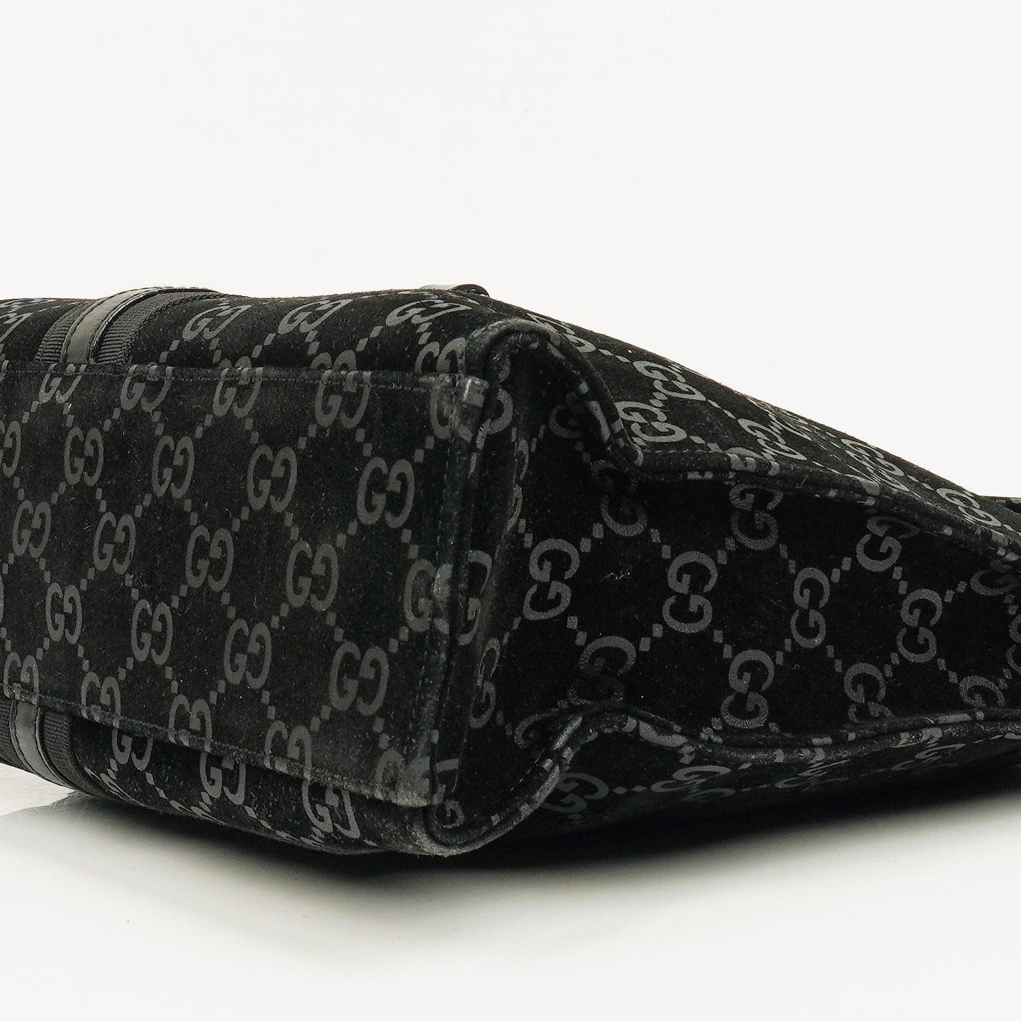 Gucci Jackie GG quadratische Tasche aus schwarzem Wildleder