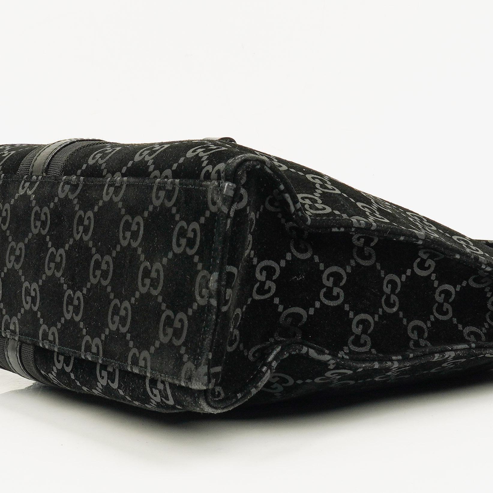 Gucci Jackie GG quadratische Tasche aus schwarzem Wildleder