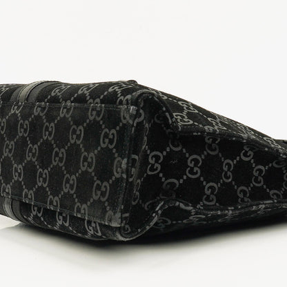 Gucci Jackie GG quadratische Tasche aus schwarzem Wildleder